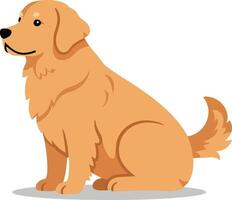 Golden retriever sitting gracefully with a friendly expression in flat art showcasing warmth and playfulness in a cheerful setting vector