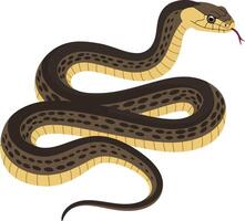Brown and yellow snake coiled gracefully in a flat design style showcasing vibrant patterns and textures in art vector