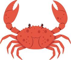 Cute red crab with large claws and expressive eyes in a minimal flat design style, perfect for playful art vector