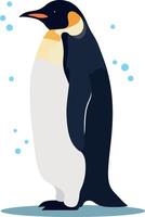 Charming emperor penguin standing gracefully on ice with a soft blue background in minimal style art vector