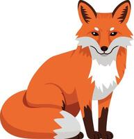 A charming orange fox sitting gracefully with a bushy tail in a flat illustration showcasing its vibrant features and friendly expression vector