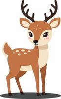 A charming young deer standing gracefully with a cute expression, designed in a flat style, perfect for nature-themed art vector