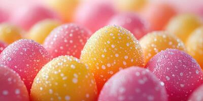 Colorful sugar-coated candies arranged closely on a soft background at a festive gathering photo