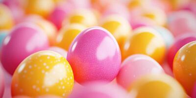 Colorful Easter eggs in a vibrant, festive display creating a joyful atmosphere for spring celebrations photo