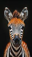 Zebra calf displaying striking patterns and curious expression in natural habitat during daytime photo
