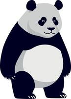 Cute panda character standing upright in a minimalistic style showcasing its distinctive black and white fur in illustration vector