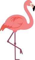 Pink flamingo standing gracefully on one leg in a flat and minimal art style, showcasing elegance and simplicity in design vector