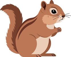 A cute brown squirrel with expressive eyes and fluffy tail in a flat design style showcasing natures charm, perfect for art vector