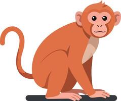 A playful orange monkey sitting on a black surface in flat design art with a curious expression and lively posture capturing the essence of wildlife. vector