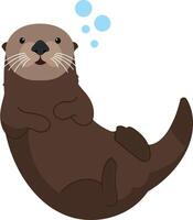 Cute otter floating on its back with playful bubbles in a minimal flat design art vector