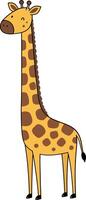 A cheerful giraffe standing tall with a playful expression in a minimal, flat design style illustration vector