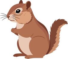 Cheerful brown squirrel standing upright with a bushy tail in a playful pose, minimal art vector