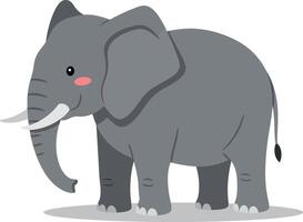 Cute grey elephant standing playfully with a cheerful expression in a minimal flat design illustration vector