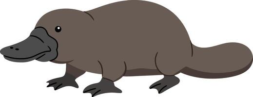 A cute platypus with a flat body and webbed feet in a minimal style showcasing its unique features in vibrant colors, illustration vector