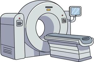 Medical imaging machine featuring a CT scanner in a flat, minimal design style, showcasing simplicity and functionality in art vector