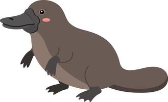 Cute platypus character in playful pose, showcasing flat design style with soft colors and friendly expression in art vector