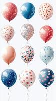 Colorful balloons with polka dots in various patterns and shades arranged in a creative display for celebration photo