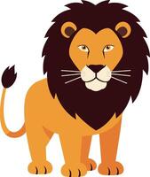 A proud lion standing confidently with a thick mane in a colorful flat design style art vector