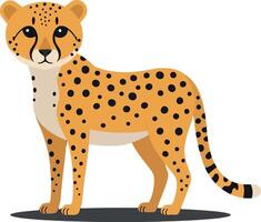 Cheetah standing gracefully with vibrant fur, showcasing distinctive spots in a minimalistic design style of art vector