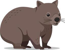 A cute brown wombat standing on a light surface with a friendly expression, designed in a minimal art style vector