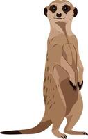 A curious meerkat standing upright with a playful expression, showcasing minimalistic design and warm earth tones, illustration vector