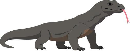 Komodo dragon depicted in a flat design style showcasing its distinctive features and stance in vibrant colors, ideal for educational art vector