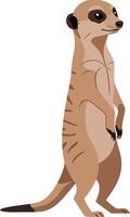 A curious meerkat standing upright in a playful pose, characterized by flat design style and vibrant colors, art vector
