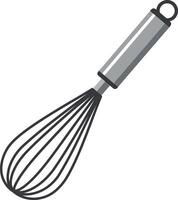 Kitchen whisk in a sleek, minimal design showcasing a shiny metal handle and delicate wire loops perfect for mixing, blending, and whipping in art vector