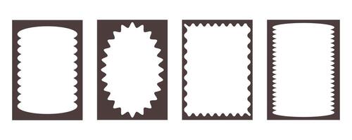 Groovy frame jagged scallop edge, frame text box or border. Curve funky y2k retro form, geometric shape, framework. Wiggle figure, rectangle. vector