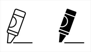 crayon icon set on white background, vector