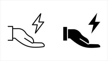 lightning icon set on white, vector