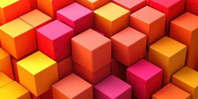 Colorful arrangement of vibrant cubes in a creative design with various gradients photo