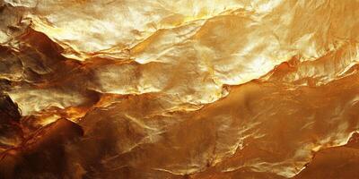 Textured golden surface with ripples showing shine and depth in warm light photo