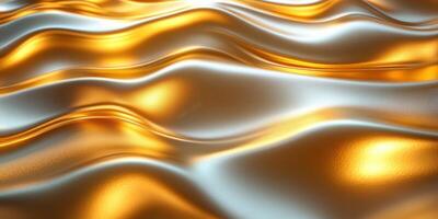 Wavy metallic surface reflecting light in an artistic manner with gold and silver tones during daylight photo
