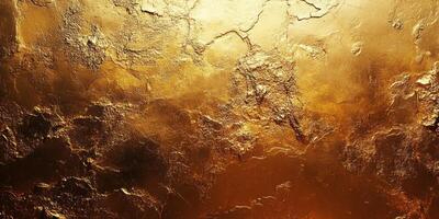 Golden textured surface with intricate patterns reflecting light and creating depth at sunset time in an artistic setting photo