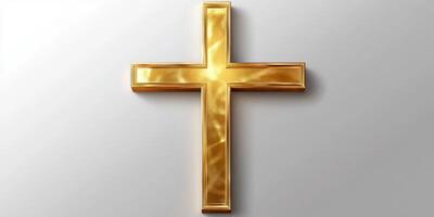 Golden cross symbolizing faith and spirituality in a serene atmosphere photo