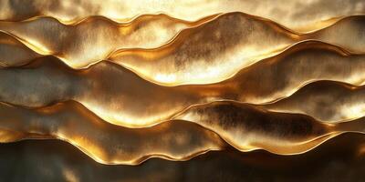 Elegant golden wave patterns create a stunning visual display in an artistic interior setting photo