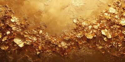 Textured golden surface with intricate details showcasing rich hues of yellow and brown photo