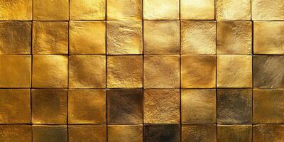 Golden textured tiles create a luxurious backdrop for interior design or decor in a modern space photo