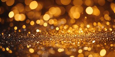 Sparkling golden bokeh effect with shimmering lights creating a festive atmosphere at a celebration or event photo