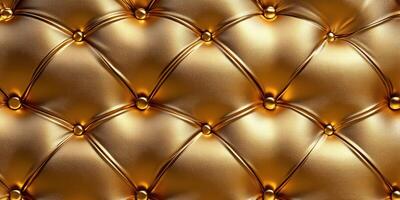 Luxurious golden tufted fabric texture with a shiny appearance reflecting light photo