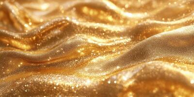 Gold fabric shimmering under soft light creates a luxurious and elegant atmosphere suitable for various occasions photo