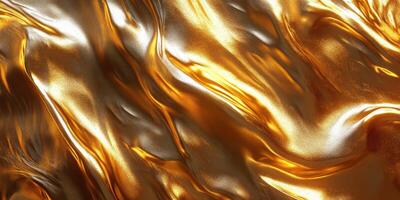 Shimmering golden waves create a luxurious backdrop for artistic designs and creative projects photo