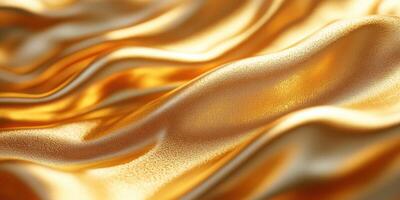 Shimmering golden fabric draped gracefully on a surface reflecting light in an elegant manner photo