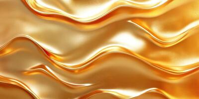 Golden waves of fabric create an elegant and luxurious texture with smooth, flowing lines and a radiant shine photo