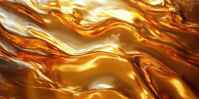 Golden waves of metallic-toned fluid texture flowing gracefully across a shimmering surface photo