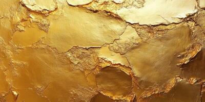 Golden textured surface with cracks and imperfections creates a unique visual experience in warm tones photo