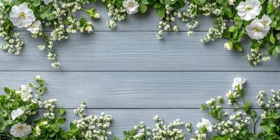 Colorful floral arrangement on a wooden surface for spring decoration and design inspiration photo
