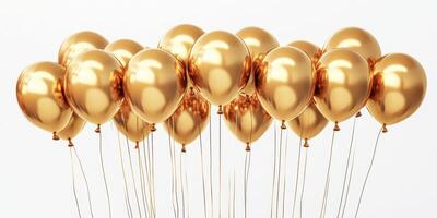Golden balloons floating elegantly in a bright setting for festive celebrations and special occasions photo