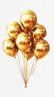 Golden balloons floating together in a celebratory display against a light background photo